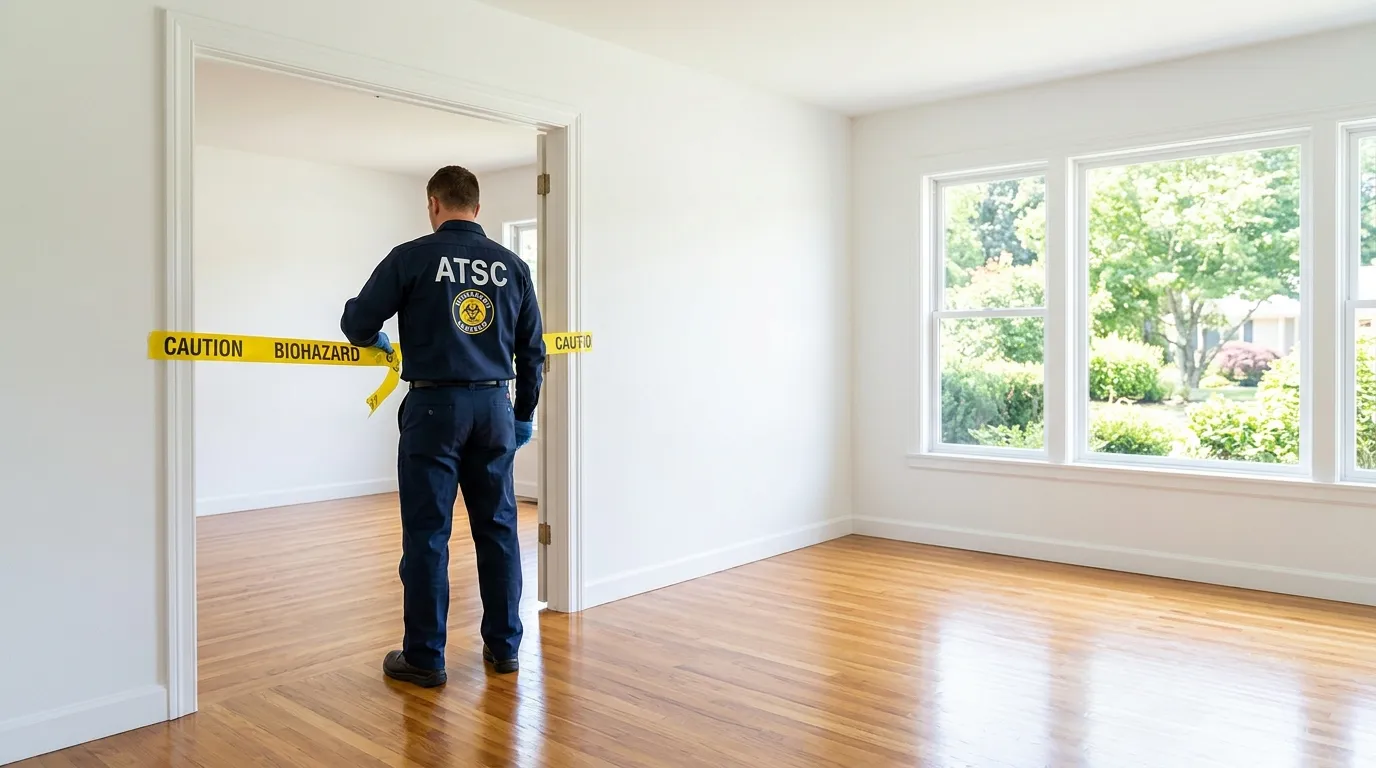 Certified biohazard cleanup crew performing Decomposition Cleanup in Edgemere